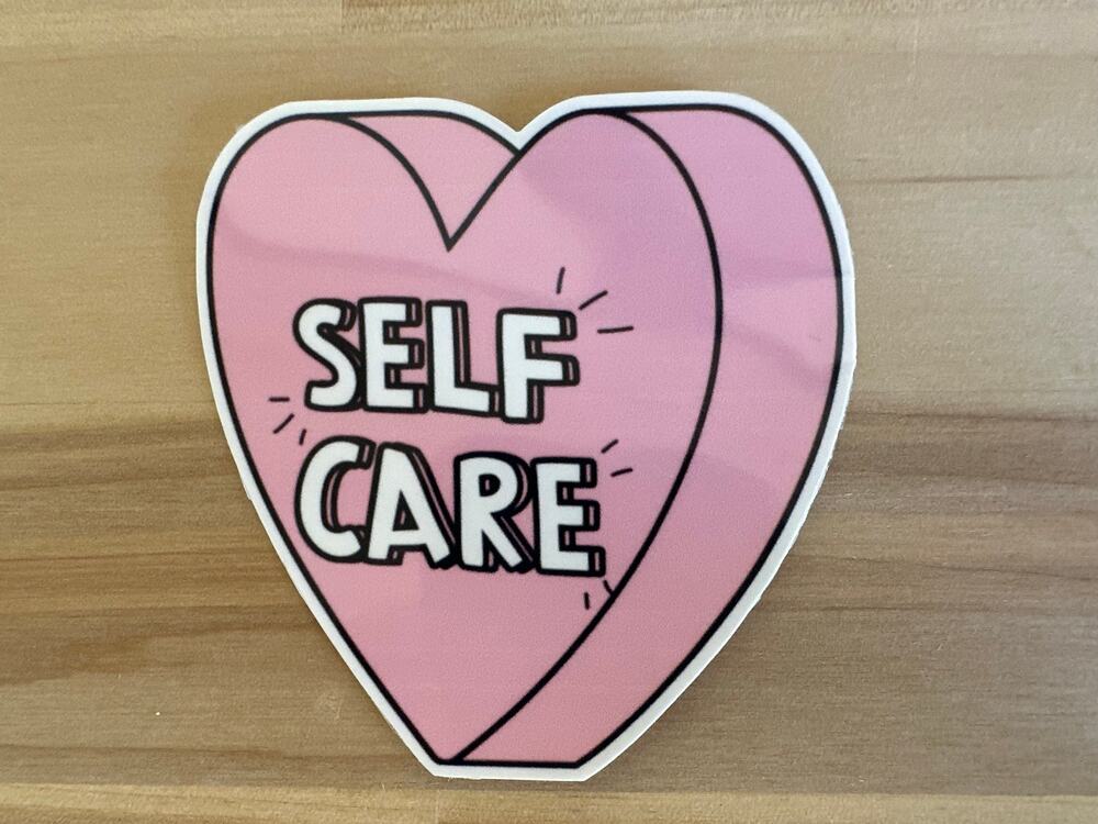Self Care Candy Heart Sticker